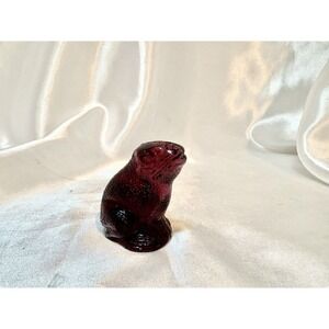 Vintage Small Mosser Art Glass Purple Frog 1 3/4 in. Decor Paperweight Figurine